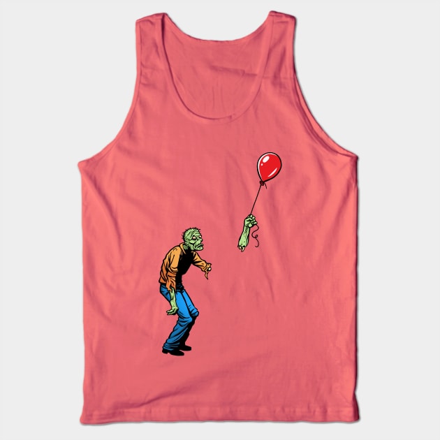 Sad Zombie and Balloon Tank Top by Angel Robot